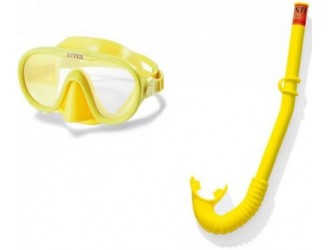 Set snorkeling Intex Adventurer, Masca cu lentile anti-ceata si Tub cu protectie anti-stropire, Varsta 8 ani+