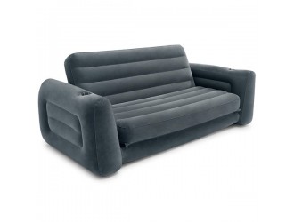 Canapea Gonflabila Extensibila Intex 2-in-1, Transformabila in Pat Dublu (Queen), 2 Suporturi Pahar, 203 x 224 x 66 cm, Suprafata Catifelata