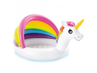 Piscina gonflabila pentru bebelusi Intex "Unicorn", cu Baldachin anti-UV, 127 x 102 x 69 cm, 1-3 ani