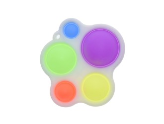 Jucarie senzoriala, antistres cu buline multicolore Dimple 14x13x3cm alb/negru