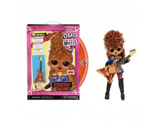 Set papusa L.O.L. SURPRISE! seria "O.M.G. Remix Rock" - FEROCIOUS cu bass chitara