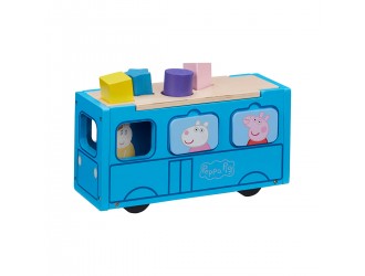 Set de joaca din lemn Autobuz-Sorter cu accesorii si figurina Peppa Pig
