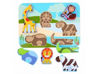 Puzzle din lemn Animale Safari (7 piese) Lucy & Leo