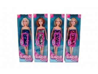 Papusa 29cm cu rochie paiete (4 tipuri in asortiment)