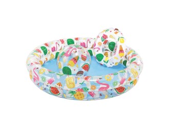 Set Piscina gonflabila Intex "Fructe", Include Minge si Cerc, 122 x 25 cm, 2 ani+