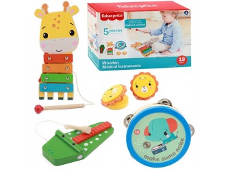 Set 5 instrumente muzicale din lemn Fisher-Price