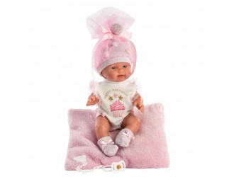 Papusa bebelus fetita cu corp moale New Born 26cm Llorens