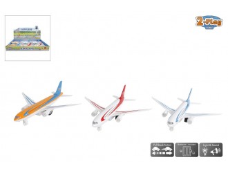 Jucarie avion din metal cu inertie, sunete si lumini, 18.5cm 3 tipuri
