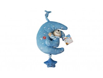 Jucarie muzicala de atarnat Ursulet pe luna 22cm (1 buc.) roz/albastru 23378