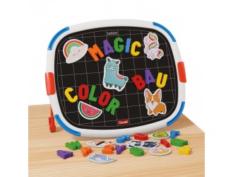 Tabla magnetica ovala cu litere si marker 67 el. Quercetti