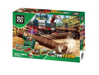 Set de constructie Camion Forestier Blocki MyFarm Tree harvester