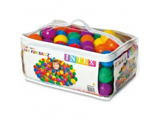 Set 100 bile din plastic Intex, Diametru 6.5 cm, Multicolor, pentru Piscine si Centre de joaca, 2 ani+