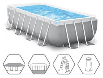 Piscina PRISM FRAME RECTANGULAR  488х244х107см, 10874l, pompa filtru 3785l\h, scara ,copertina, covoras, cadru metalic, INTEX