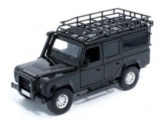 Macheta auto Land Rover Defender 110, 1:32, Black mecanism pull-back, lumini si sunet