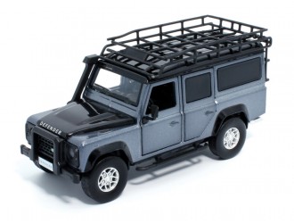 Macheta auto Land Rover Defender 110, 1:32, Stornoway Grey mecanism pull-back, lumini si sunet