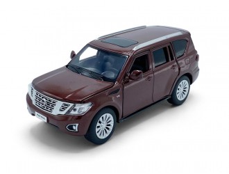 Macheta auto Nissan Patrol Y62, 1:32, Brown mecanism pull-back, lumini si sunet
