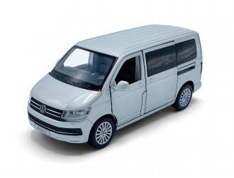 Macheta auto VW Multivan, 1:32, Silver, directie activa roti fata, suspensii, lumini si sunet
