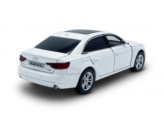 Macheta auto Audi A4, 1:32, White directie activa roti fata, suspensii, lumini si sunet