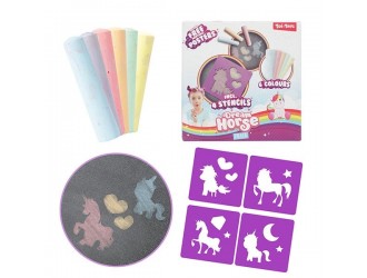 Set Deseneaza cu creta Unicorni cu 6 buc. creta color si 4 sabloane
