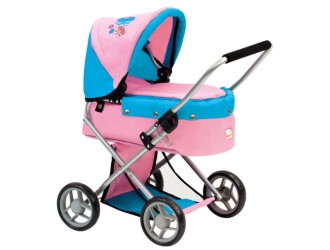Carucior pentru papusi, Fluture, roz-albastru deschis
