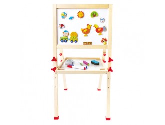 Tabla magnetica dubla, cu creta si markere, 80x40x42 cm