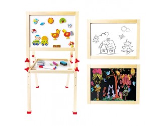Tabla magnetica dubla, cu creta si markere, 80x40x42 cm