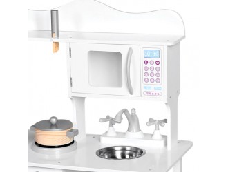 Bucatarie din lemn pentru copii Amelie, culoare alba, cu accesorii