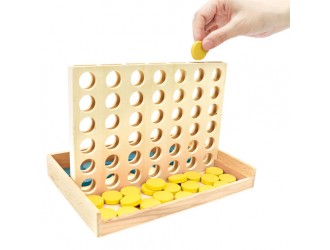 Joc de indemanare din lemn Four in a line, 44 piese, 23x16,5x3,5 cm