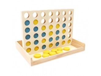 Joc de indemanare din lemn Four in a line, 44 piese, 23x16,5x3,5 cm