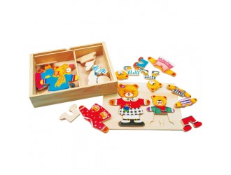  Puzzle din lemn in cutie, Imbraca Mama si fiul Urs, 36 piese