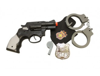  Set Politie cu pistol, catuse, insigna, fluier, toc 24321