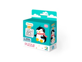 Puzzle 2 in 1 de colorat, Pinguin, 16 el. Dodo
