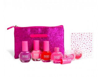 Set produse pentru unghii 4 lacuri,  autocolante, sclipici si gentuta Pretty Girls Nails Art Magic Studio