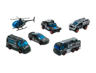 Set 6 masinute POLITIE, cu accesorii in valiza