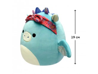 Jucarie de plus 19 cm Dragon albastru cu bandana, Squishmallows