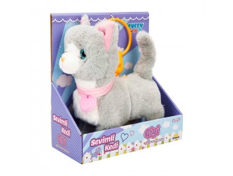 Jucarie Pisica Gri interactiva cu lesa si sunete