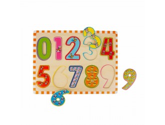 Puzzle din lemn Cifre 10 el. 29,5 x 22 cm,  2 tipuri, Woody