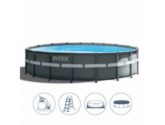Piscina Premium Intex Ultra XTR Frame, Cadru Metalic Galvanizat, 488 x 122 cm, 19156 L, Set Complet cu Scara, Prelata si Pompa