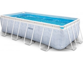 Piscina Dreptunghiulara Intex Chevron Prism Frame, 400 x 200 x 100 cm, 6836 L, Set Complet: Pompa si Scara de Acces