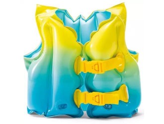 Vesta de inot gonflabila Intex, 2 Catarame Reglabile, 41 x 30 cm, Varsta 3-5 ani, Galben Neon