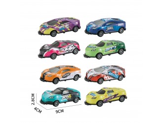 Set de joaca cu 8 masini din metal diverse modele "Salt in fata"