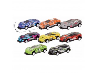 Jucarie masina din metal cu mecanism pull-back Crash Racing in asortiment, Salt lateral,