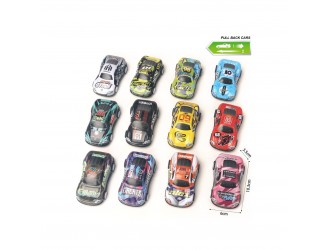 Jucarie Masina din metal 10,3 cm, mecanism pull-back, Crash Racing, in asortiment