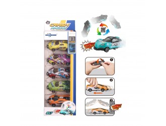 Set cu 5 masini din metal diferite, functie salt in fata