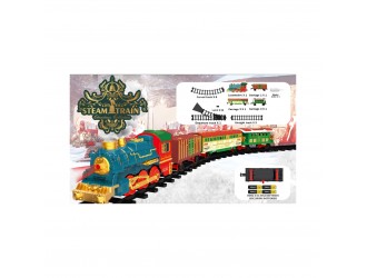 Set Tren Xmas Classic cu cale ferata si 3 vagoane, sunete, lumini, efect fum