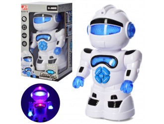 Jucarie Robot cu sunete si lumini, rotire 360, Smart Robot, alb-albastru