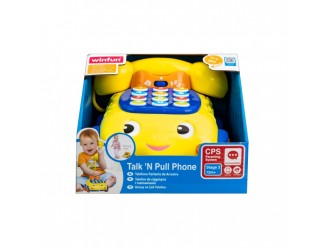 Jucarie Telefon cu roti, sunete lumini, sfoara de tras, engleza, Winfun