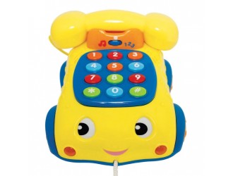 Jucarie Telefon cu roti, sunete lumini, sfoara de tras, engleza, Winfun