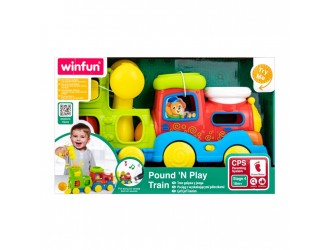 Jucarie Trenut cu mingi, ciocan, sunete, lumini si sfoara de tras Winfun
