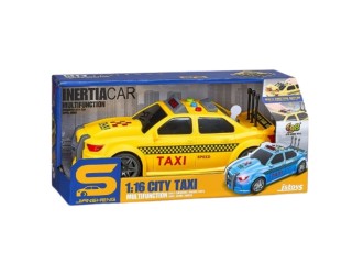 Masina Taxi cu inertie si portbagaj care se deschide, sunete si lumini, 1:16, jstoys, ZJA329906